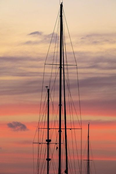 Caribbean-Grenada-Saint Vincent Sailboat mast at sunset